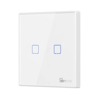 Sonoff T2EU2C-RF dwukanałowy dotykowy włącznik światła przełącznik przycisk Wi-Fi na pilot 433 MHz biały (M0802030010)