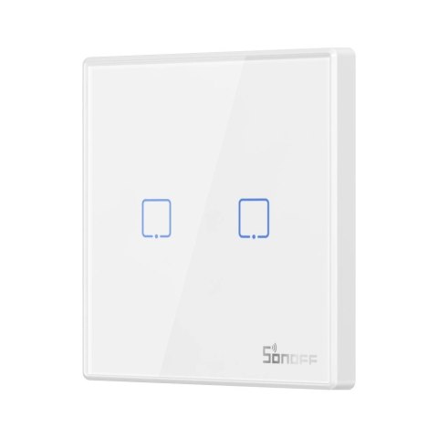 Sonoff T2EU2C-RF dwukanałowy dotykowy włącznik światła przełącznik przycisk Wi-Fi na pilot 433 MHz biały (M0802030010) Sonoff T2EU2C-RF dwukanałowy dotykowy włącznik światła przełącznik przycisk Wi-Fi na pilot 433 MHz biały (M0802030010)