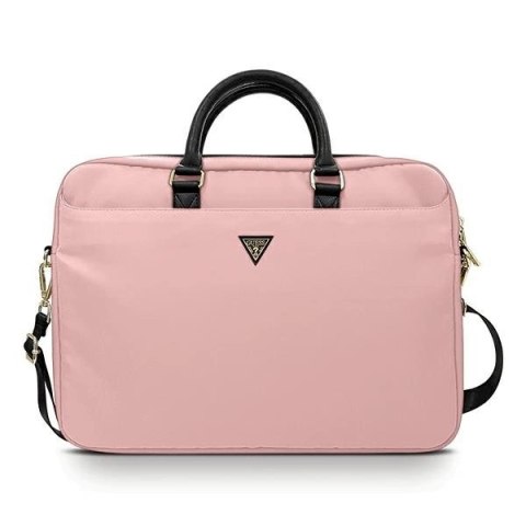 Torba Guess Nylon Triangle Logo na laptopa 16" - różowa Torba Guess Nylon Triangle Logo na laptopa 16" - różowa