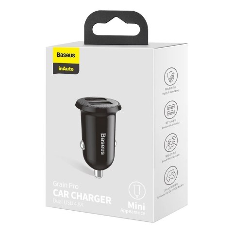 Baseus Grain Pro ładowarka samochodowa 2x USB 4,8 A czarny (CCALLP-01) Baseus Grain Pro ładowarka samochodowa 2x USB 4,8 A czarny (CCALLP-01)