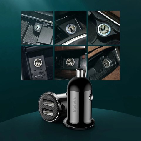 Baseus Grain Pro ładowarka samochodowa 2x USB 4,8 A czarny (CCALLP-01) Baseus Grain Pro ładowarka samochodowa 2x USB 4,8 A czarny (CCALLP-01)