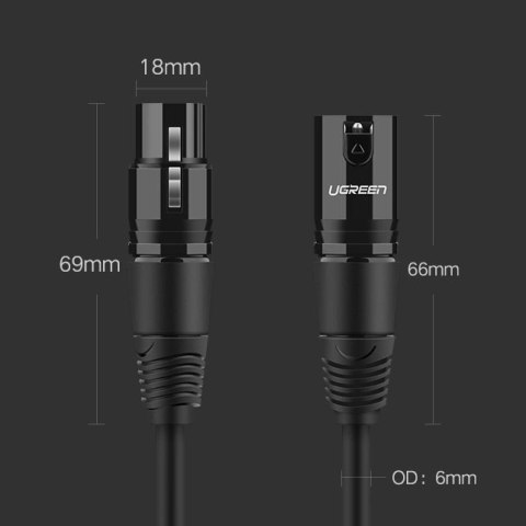 Kabel Ugreen AV130 66719 audio XLR (żeński) - XLR (męski) do mikrofonu / wzmacniacza 5m - czarny Kabel Ugreen AV130 66719 audio XLR (żeński) - XLR (męski) do mikrofonu / wzmacniacza 5m - czarny