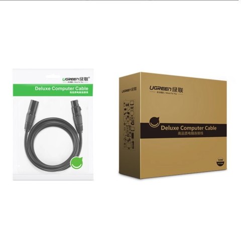 Kabel Ugreen AV130 66719 audio XLR (żeński) - XLR (męski) do mikrofonu / wzmacniacza 5m - czarny Kabel Ugreen AV130 66719 audio XLR (żeński) - XLR (męski) do mikrofonu / wzmacniacza 5m - czarny