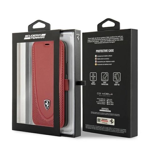 Etui Ferrari Off Track Perforated na iPhone 12 Pro Max - czerwone Etui Ferrari Off Track Perforated na iPhone 12 Pro Max - czerwone