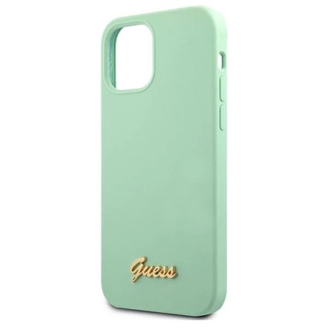 Etui Guess Metal Logo Script na iPhone 12 Pro Max 6,7" - zielone