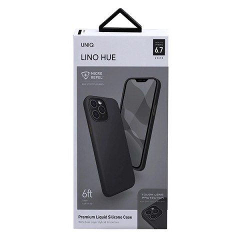 Etui Uniq Lino Hue na iPhone 12 Pro Max - czarne Etui Uniq Lino Hue na iPhone 12 Pro Max - czarne
