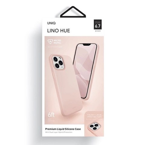Etui Uniq Lino Hue na iPhone 12 Pro Max - różowe