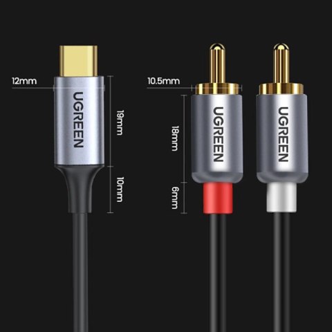Ugreen kabel przewód audio dźwiękowy USB Typ C (męski) - 2RCA (męski) 1,5m szary (20193 CM451) Ugreen kabel przewód audio dźwiękowy USB Typ C (męski) - 2RCA (męski) 1,5m szary (20193 CM451)