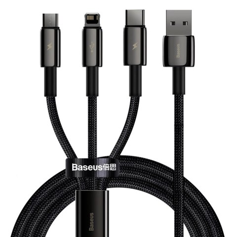 Baseus Tungsten 3w1 kabel USB - USB Typ C / Lightning / micro USB 3,5 A 1,5 m czarny (CAMLTWJ-01) Baseus Tungsten 3w1 kabel USB - USB Typ C / Lightning / micro USB 3,5 A 1,5 m czarny (CAMLTWJ-01)