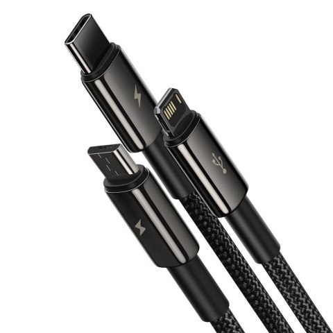 Baseus Tungsten 3w1 kabel USB - USB Typ C / Lightning / micro USB 3,5 A 1,5 m czarny (CAMLTWJ-01) Baseus Tungsten 3w1 kabel USB - USB Typ C / Lightning / micro USB 3,5 A 1,5 m czarny (CAMLTWJ-01)