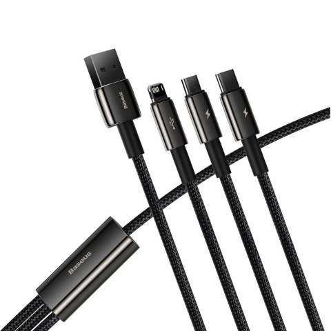 Baseus Tungsten 3w1 kabel USB - USB Typ C / Lightning / micro USB 3,5 A 1,5 m czarny (CAMLTWJ-01) Baseus Tungsten 3w1 kabel USB - USB Typ C / Lightning / micro USB 3,5 A 1,5 m czarny (CAMLTWJ-01)