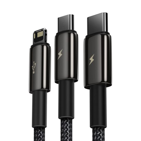 Baseus Tungsten 3w1 kabel USB - USB Typ C / Lightning / micro USB 3,5 A 1,5 m czarny (CAMLTWJ-01) Baseus Tungsten 3w1 kabel USB - USB Typ C / Lightning / micro USB 3,5 A 1,5 m czarny (CAMLTWJ-01)