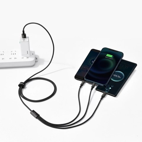 Baseus Tungsten 3w1 kabel USB - USB Typ C / Lightning / micro USB 3,5 A 1,5 m czarny (CAMLTWJ-01) Baseus Tungsten 3w1 kabel USB - USB Typ C / Lightning / micro USB 3,5 A 1,5 m czarny (CAMLTWJ-01)