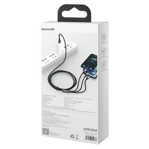 Baseus Tungsten 3w1 kabel USB - USB Typ C / Lightning / micro USB 3,5 A 1,5 m czarny (CAMLTWJ-01) Baseus Tungsten 3w1 kabel USB - USB Typ C / Lightning / micro USB 3,5 A 1,5 m czarny (CAMLTWJ-01)