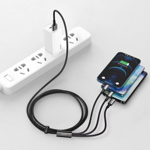 Baseus Tungsten 3w1 kabel USB - USB Typ C / Lightning / micro USB 3,5 A 1,5 m czarny (CAMLTWJ-01) Baseus Tungsten 3w1 kabel USB - USB Typ C / Lightning / micro USB 3,5 A 1,5 m czarny (CAMLTWJ-01)