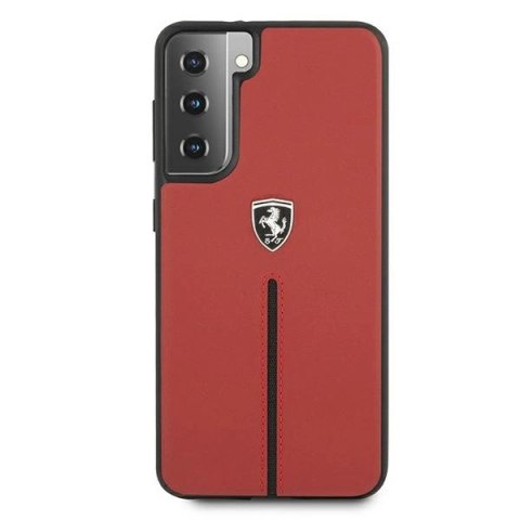 Etui Ferrari Off Track Leather Nylon Stripe na Samsung Galaxy S21 - czerwone Etui Ferrari Off Track Leather Nylon Stripe na Samsung Galaxy S21 - czerwone