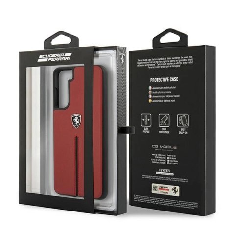 Etui Ferrari Off Track Leather Nylon Stripe na Samsung Galaxy S21 - czerwone Etui Ferrari Off Track Leather Nylon Stripe na Samsung Galaxy S21 - czerwone
