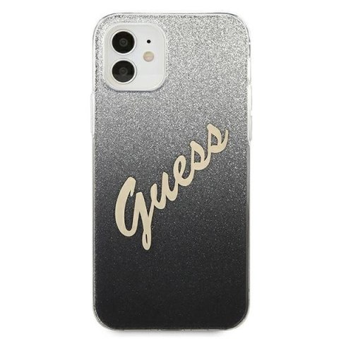Etui Guess Glitter Gradient Script na iPhone 12 mini - czarne Etui Guess Glitter Gradient Script na iPhone 12 mini - czarne