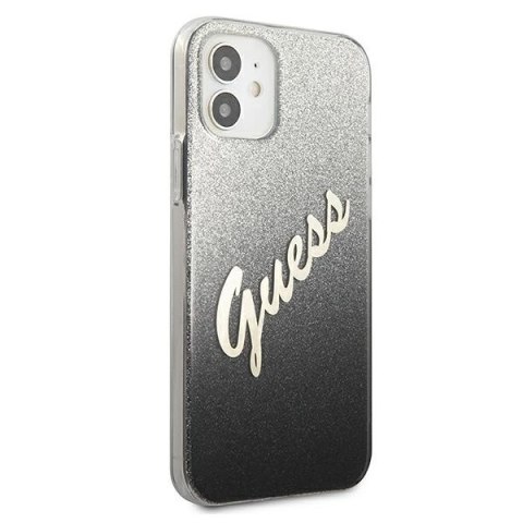 Etui Guess Glitter Gradient Script na iPhone 12 mini - czarne Etui Guess Glitter Gradient Script na iPhone 12 mini - czarne