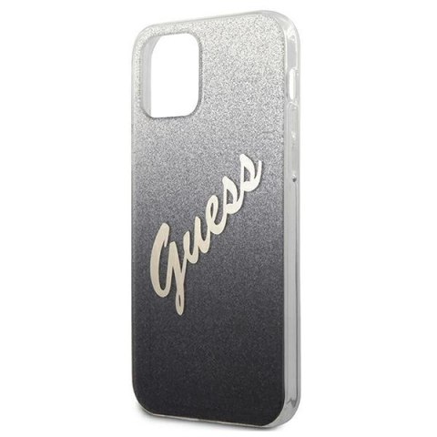Etui Guess Glitter Gradient Script na iPhone 12 mini - czarne Etui Guess Glitter Gradient Script na iPhone 12 mini - czarne