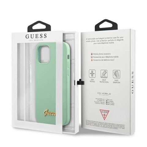 Etui Guess Metal Logo Script na iPhone 12 Pro Max 6,7" - zielone