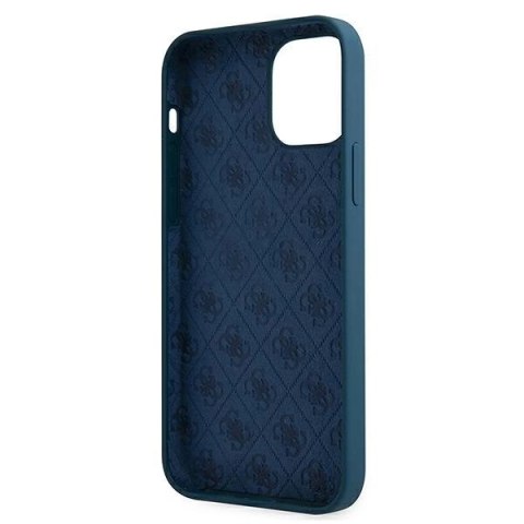 Etui Guess Metal Logo Script na iPhone 12 mini - niebieskie Etui Guess Metal Logo Script na iPhone 12 mini - niebieskie