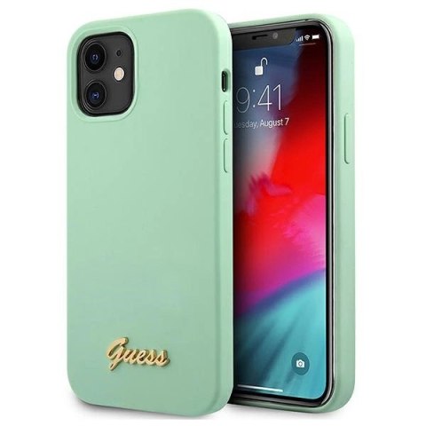 Etui Guess Metal Logo Script na iPhone 12 mini - zielone Etui Guess Metal Logo Script na iPhone 12 mini - zielone