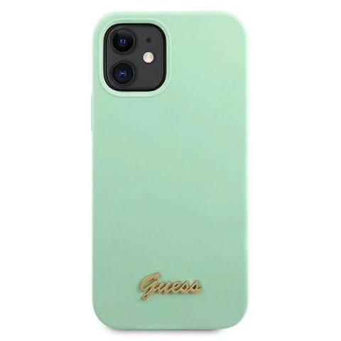 Etui Guess Metal Logo Script na iPhone 12 mini - zielone Etui Guess Metal Logo Script na iPhone 12 mini - zielone