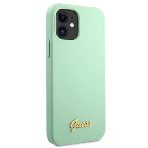 Etui Guess Metal Logo Script na iPhone 12 mini - zielone Etui Guess Metal Logo Script na iPhone 12 mini - zielone