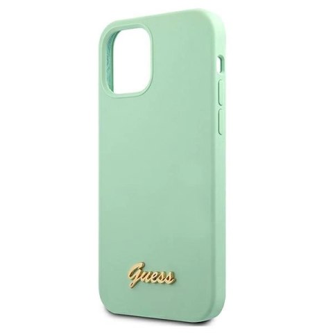 Etui Guess Metal Logo Script na iPhone 12 mini - zielone Etui Guess Metal Logo Script na iPhone 12 mini - zielone