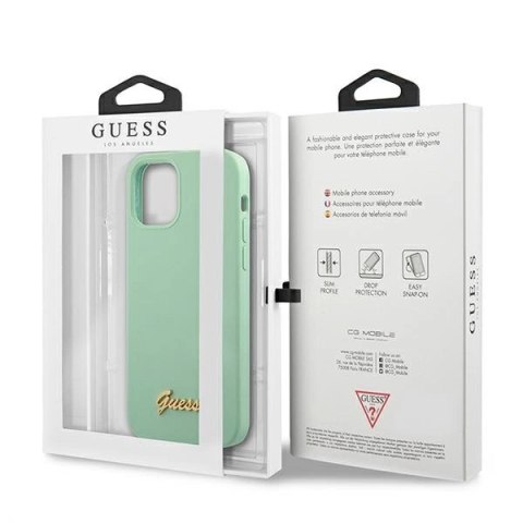 Etui Guess Metal Logo Script na iPhone 12 mini - zielone Etui Guess Metal Logo Script na iPhone 12 mini - zielone