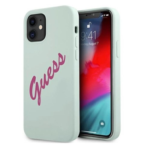 Etui Guess Silicone Vintage na iPhone 12 mini - niebiesko-różowe Etui Guess Silicone Vintage na iPhone 12 mini - niebiesko-różowe