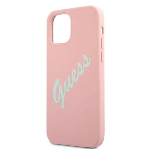 Etui Guess Silicone Vintage na iPhone 12 mini - różowo-zielone Etui Guess Silicone Vintage na iPhone 12 mini - różowo-zielone