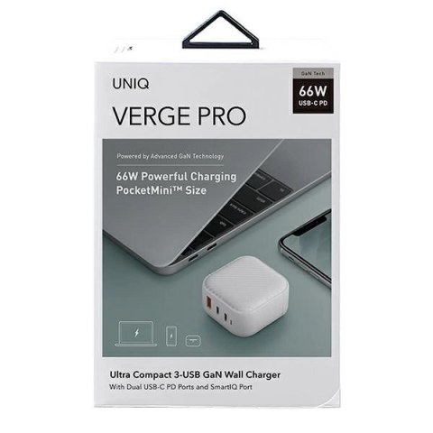 Ładowarka sieciowa UNIQ Verge Pro 66W GaN USB-C - biała Ładowarka sieciowa UNIQ Verge Pro 66W GaN USB-C - biała