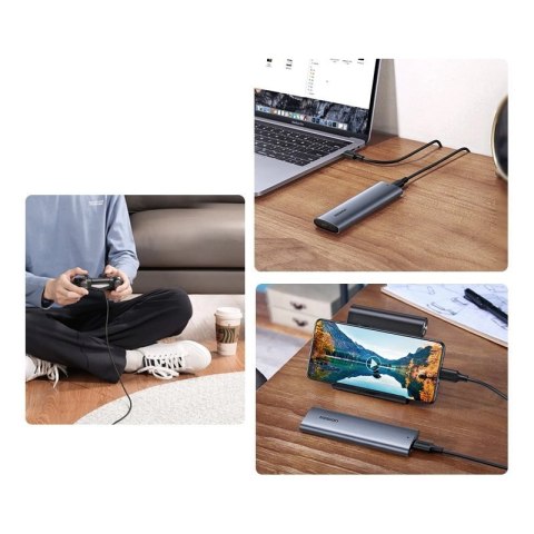 Ugreen kieszeń na dysk SSD M.2 obudowa dysku USB 3.2 Gen 2 (SuperSpeed USB 10 Gbps) + kabel USB Typ C 0,5m szary (CM400 10902) Ugreen kieszeń na dysk SSD M.2 obudowa dysku USB 3.2 Gen 2 (SuperSpeed USB 10 Gbps) + kabel USB Typ C 0,5m szary (CM400 10902)