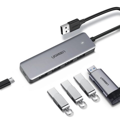 Ugreen rozdzielacz HUB USB - 4x USB 3.2 Gen 1 z portem zasilania micro USB szary (CM219 50985) Ugreen rozdzielacz HUB USB - 4x USB 3.2 Gen 1 z portem zasilania micro USB szary (CM219 50985)
