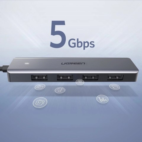 Ugreen rozdzielacz HUB USB - 4x USB 3.2 Gen 1 z portem zasilania micro USB szary (CM219 50985) Ugreen rozdzielacz HUB USB - 4x USB 3.2 Gen 1 z portem zasilania micro USB szary (CM219 50985)