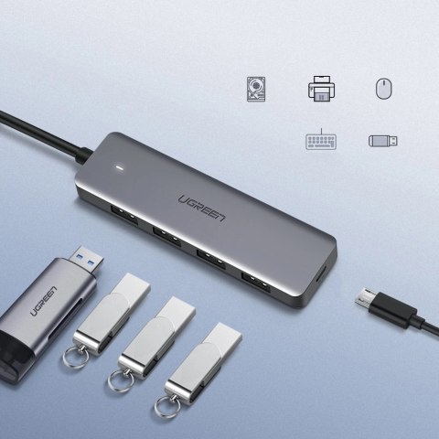 Ugreen rozdzielacz HUB USB - 4x USB 3.2 Gen 1 z portem zasilania micro USB szary (CM219 50985) Ugreen rozdzielacz HUB USB - 4x USB 3.2 Gen 1 z portem zasilania micro USB szary (CM219 50985)