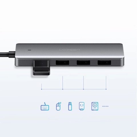 Ugreen rozdzielacz HUB USB - 4x USB 3.2 Gen 1 z portem zasilania micro USB szary (CM219 50985) Ugreen rozdzielacz HUB USB - 4x USB 3.2 Gen 1 z portem zasilania micro USB szary (CM219 50985)