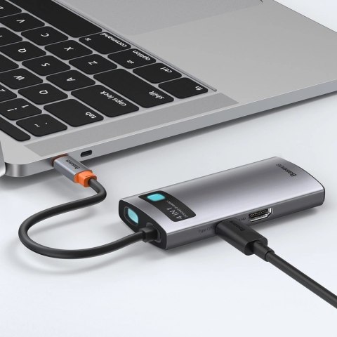 Baseus Metal Gleam 4w1 wielofunkcyjny HUB USB Typ C - USB Typ C Power Delivery 100 W / HDMI 4K 30 Hz / USB 3.2 Gen 1 / USB 2.0 ( Baseus Metal Gleam 4w1 wielofunkcyjny HUB USB Typ C - USB Typ C Power Delivery 100 W / HDMI 4K 30 Hz / USB 3.2 Gen 1 / USB 2.0 (