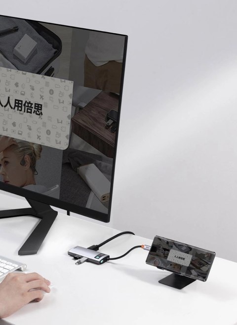 Baseus Metal Gleam 4w1 wielofunkcyjny HUB USB Typ C - USB Typ C Power Delivery 100 W / HDMI 4K 30 Hz / USB 3.2 Gen 1 / USB 2.0 ( Baseus Metal Gleam 4w1 wielofunkcyjny HUB USB Typ C - USB Typ C Power Delivery 100 W / HDMI 4K 30 Hz / USB 3.2 Gen 1 / USB 2.0 (