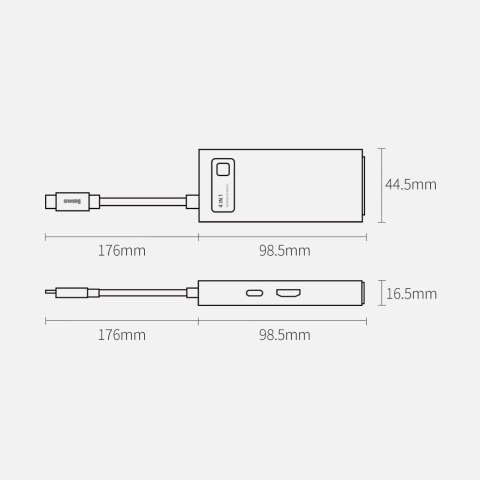 Baseus Metal Gleam 4w1 wielofunkcyjny HUB USB Typ C - USB Typ C Power Delivery 100 W / HDMI 4K 30 Hz / USB 3.2 Gen 1 / USB 2.0 ( Baseus Metal Gleam 4w1 wielofunkcyjny HUB USB Typ C - USB Typ C Power Delivery 100 W / HDMI 4K 30 Hz / USB 3.2 Gen 1 / USB 2.0 (