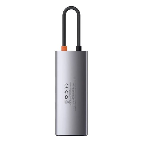 HUB Baseus Metal Gleam 6w1 USB-C - USB-C PD 100W 1x HDMI 4K 30Hz 3x USB-A 3.2 1x RJ45 - szary HUB Baseus Metal Gleam 6w1 USB-C - USB-C PD 100W 1x HDMI 4K 30Hz 3x USB-A 3.2 1x RJ45 - szary