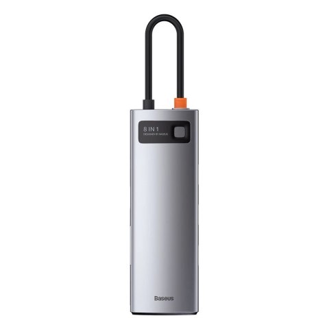 HUB Baseus Metal Gleam 8w1 USB-C - USB-C PD 100W 1x HDMI 4K 30Hz 1x czytnik kart SD i microSD 3x USB-A 3.2 1xRJ45 - szary HUB Baseus Metal Gleam 8w1 USB-C - USB-C PD 100W 1x HDMI 4K 30Hz 1x czytnik kart SD i microSD 3x USB-A 3.2 1xRJ45 - szary