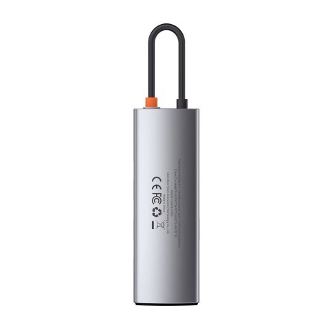 HUB Baseus Metal Gleam 8w1 USB-C - USB-C PD 100W 1x HDMI 4K 30Hz 1x czytnik kart SD i microSD 3x USB-A 3.2 1xRJ45 - szary HUB Baseus Metal Gleam 8w1 USB-C - USB-C PD 100W 1x HDMI 4K 30Hz 1x czytnik kart SD i microSD 3x USB-A 3.2 1xRJ45 - szary