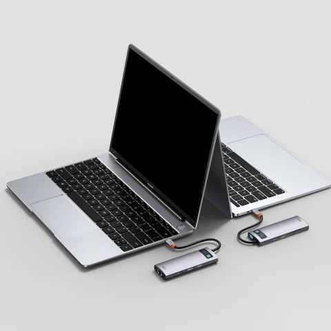 HUB Baseus Metal Gleam 8w1 USB-C - USB-C PD 100W 1x HDMI 4K 30Hz 1x czytnik kart SD i microSD 3x USB-A 3.2 1xRJ45 - szary HUB Baseus Metal Gleam 8w1 USB-C - USB-C PD 100W 1x HDMI 4K 30Hz 1x czytnik kart SD i microSD 3x USB-A 3.2 1xRJ45 - szary