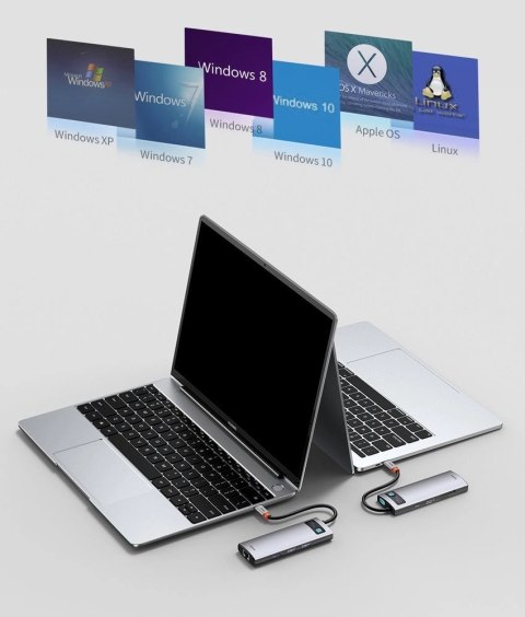 HUB Baseus Metal Gleam 8w1 USB-C - USB-C PD 100W 1x HDMI 4K 30Hz 1x czytnik kart SD i microSD 3x USB-A 3.2 1xRJ45 - szary HUB Baseus Metal Gleam 8w1 USB-C - USB-C PD 100W 1x HDMI 4K 30Hz 1x czytnik kart SD i microSD 3x USB-A 3.2 1xRJ45 - szary