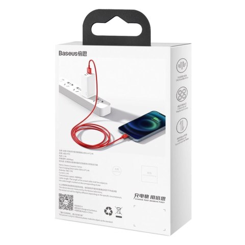 Baseus Superior kabel USB - Lightning 2,4 A 1 m czerwony (CALYS-A09) Baseus Superior kabel USB - Lightning 2,4 A 1 m czerwony (CALYS-A09)