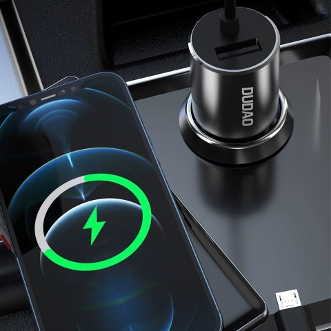 Dudao 3w1 ładowarka samochodowa USB 3,4 A wbudowany kabel Lightning / USB Typ C / micro USB czarny (R5ProN black) Dudao 3w1 ładowarka samochodowa USB 3,4 A wbudowany kabel Lightning / USB Typ C / micro USB czarny (R5ProN black)