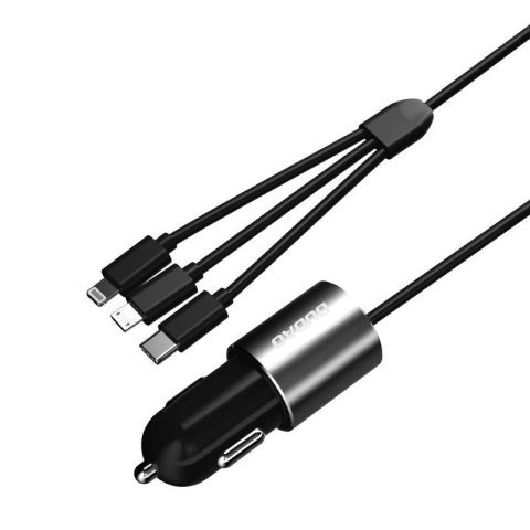 Dudao 3w1 ładowarka samochodowa USB 3,4 A wbudowany kabel Lightning / USB Typ C / micro USB czarny (R5ProN black) Dudao 3w1 ładowarka samochodowa USB 3,4 A wbudowany kabel Lightning / USB Typ C / micro USB czarny (R5ProN black)